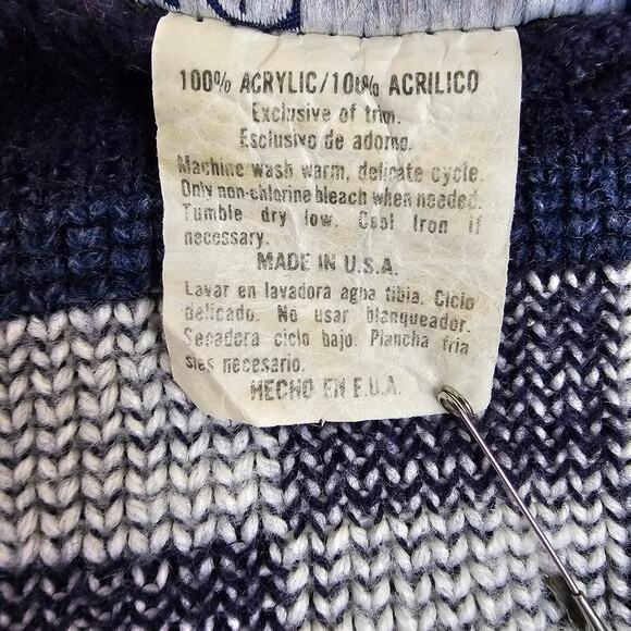 Vintage JJ Browne M/L Unisex Abstract Blue Sweater Knit Pullover 80s 90s Retro - Picture 10 of 10